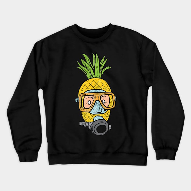 Funny Pineapple Lover Scuba Diver Crewneck Sweatshirt by maxdax